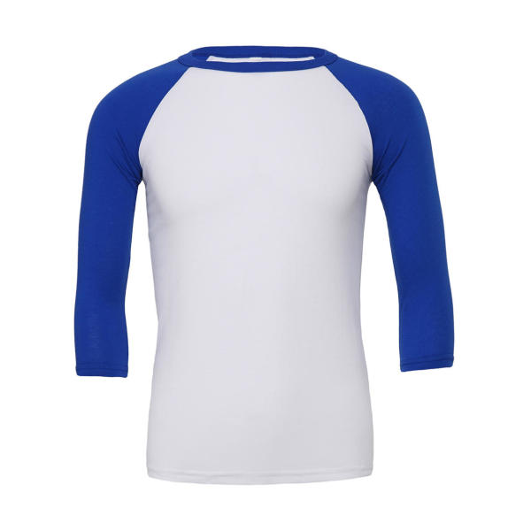 Unisex 3/4 Sleeve Baseball T-Shirt - White/True Royal - XL