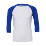 Unisex 3/4 Sleeve Baseball T-Shirt - White/True Royal - XS