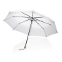 20.5" Impact AWARE™ RPET 190T Pongee bamboo mini umbrella, white