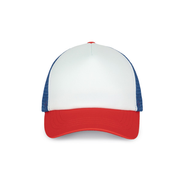 5-Panel Trucker Kappe Mesh White/French red/Reflex blue One Size