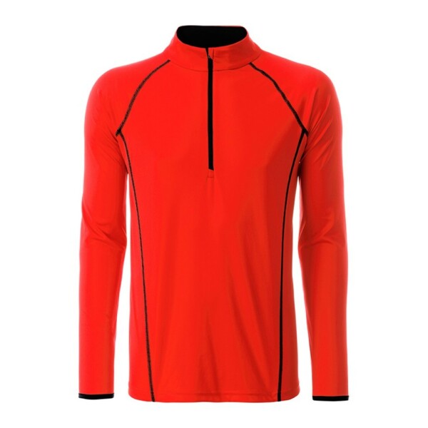 Men's Sports Shirt Longsleeve - bright-orange/black - XXL