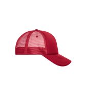 MB6550 5 Panel Retro Mesh Cap - red/red - one size