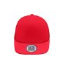 MB6207 5 Panel Flat Peak Cap - red/red - one size