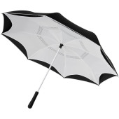 Yoon 23" binnenstebuiten gekeerde rechte paraplu met frisse kleuren - Wit/Zwart