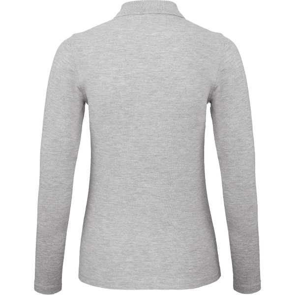 ID.001 Ladies' long-sleeve polo shirt Heather Grey 3XL
