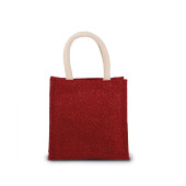 Shopper van jutecanvas - klein model Cherry Red / Gold One Size