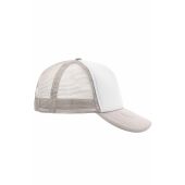 MB070 5 Panel Polyester Mesh Cap - white/light-grey - one size