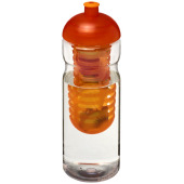 H2O Active® Base 650 ml bidon en infuser met koepeldeksel - Transparant/Oranje