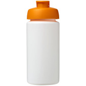 Baseline® Plus grip 500 ml sportflaska med uppfällbart lock - Vit/Orange