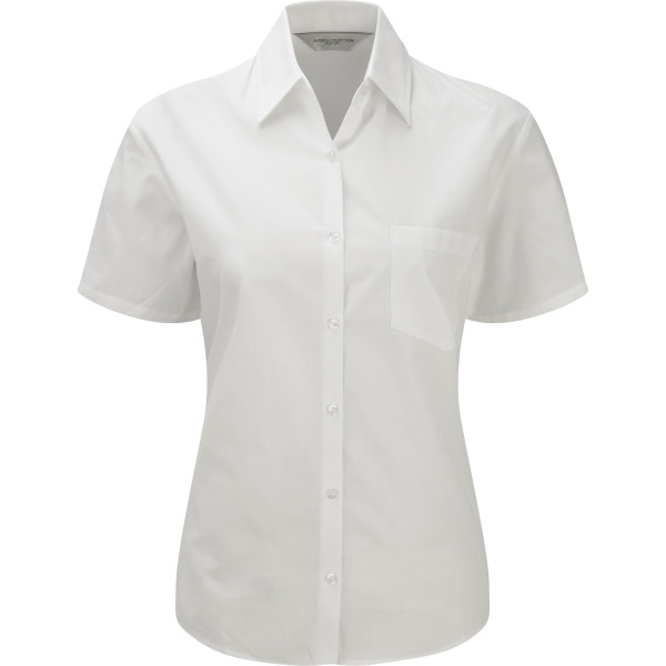 Ladies' Ss Pure Cotton Easy Care Poplin Shirt White XXL