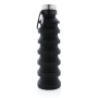 Leakproof collapsible silicone bottle with lid, black