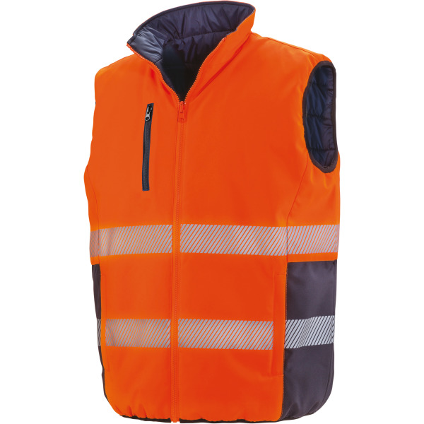 Reversible soft padded safety gilet Fluorescent Orange / Navy S