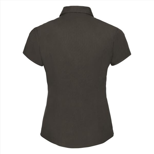 RUS Ladies Shortsleeve Fitted Stretch Shirt, Chocolate, XXL