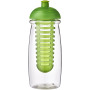 H2O Active® Pulse 600 ml bidon en infuser met koepeldeksel - Transparant/Lime