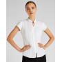 Women's Tailored Fit Mandarin Collar Blouse SSL - White - XS