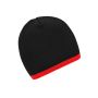 MB7584 Beanie with Contrasting Border zwart/rood one size