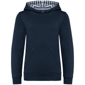 Unisex kindersweater met contrasterende capuchon met motief Navy / Mariniere 6/8 jaar