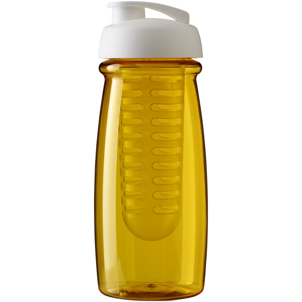 H2O Active® Pulse 600 ml flip lid sport bottle & infuser - Yellow/White