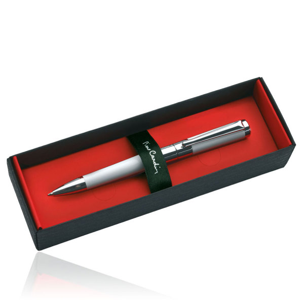 PC AURELIE stijlvolle witte metalen draaibalpen met zilverkleurige accenten blauwschrijvend PC AURELIE stijlvolle witte metalen draaibalpen met zilverkleurige accenten blauwschrijvend