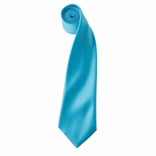 'Colours' Satin Tie, Turquoise Blue, ONE, Premier