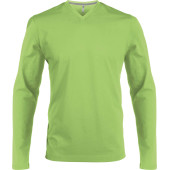 Men's long-sleeved V-neck T-shirt Lime 3XL