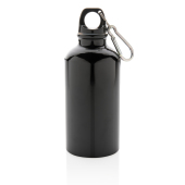 Aluminium genanvendelig sportsflaske med karabinkrog, sort