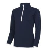 AWDis Ladies Cool Half Zip Sweat Top, French Navy/Arctic White, L, Just Cool