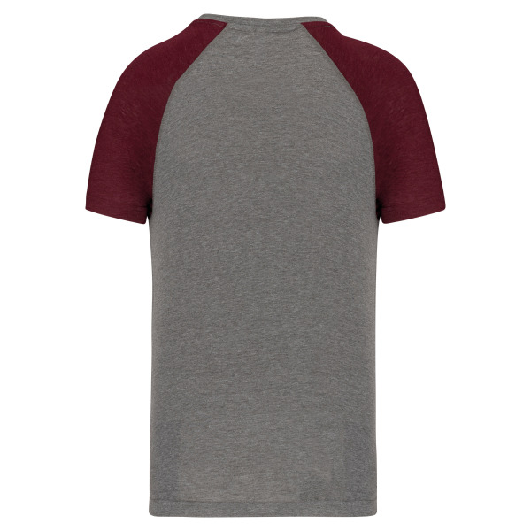 Tweekleurig Triblend sport-t-shirt met korte mouwen volwassene Grey Heather / Wine Heather S