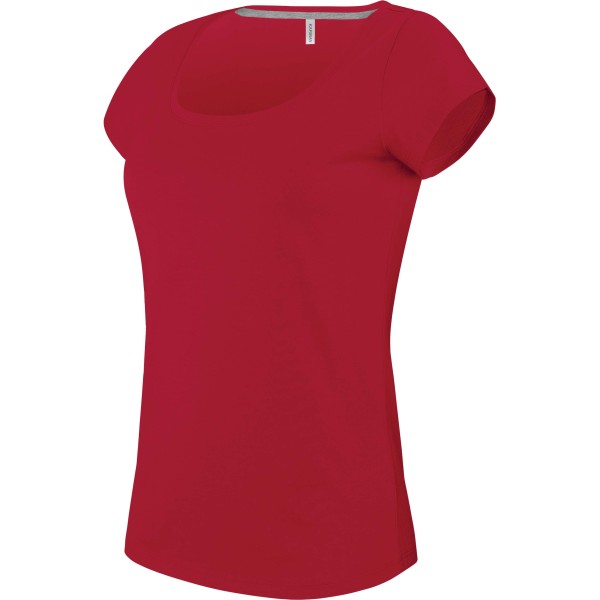 Dames-t-shirt korte mouwen met boothals Red 3XL