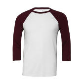 Unisex 3/4 Sleeve Baseball T-Shirt - White/Maroon - M