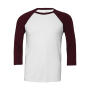 Unisex 3/4 Sleeve Baseball T-Shirt - White/Maroon - 2XL