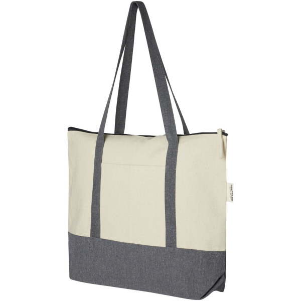 Recycled cotton zippered tote bag 10L
