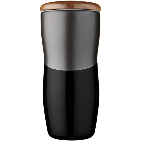 Reno 370 ml double-walled ceramic tumbler - Solid black