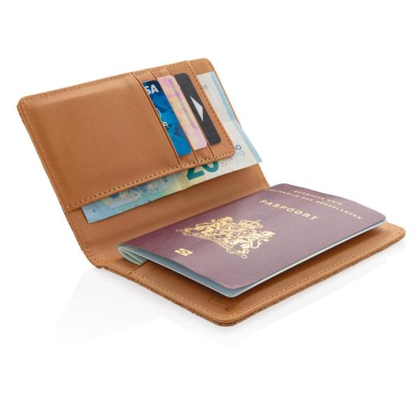 Kurken RFID paspoort houder, bruin