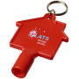 Maximilian huisvormige nuts-sleutel met sleutelhanger - Rood