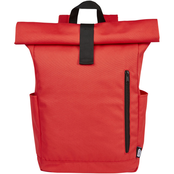 Byron 15.6" GRS RPET roll-top backpack 18L - Red