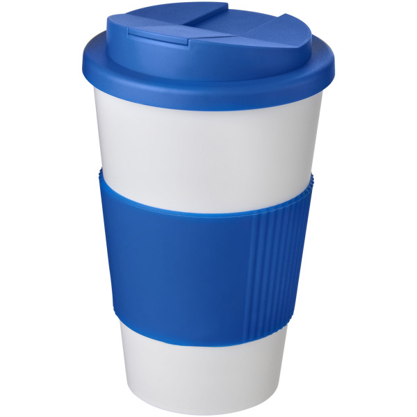 Americano® 350 ml tumbler with grip & spill-proof lid - White/Mid blue