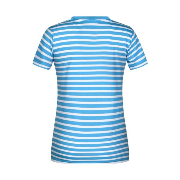 8027 Ladies' T-Shirt Striped atlantisch/wit XXL