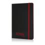 Deluxe hardcover A5 notitie-boek met gekleurde zijde, rood, zwart