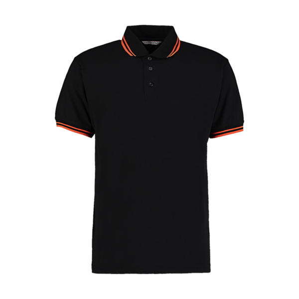 Classic Fit Tipped Collar Polo - Black/Orange - 2XL