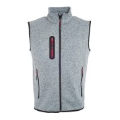 Men's Knitted Fleece Vest - light-grey-melange/red - S