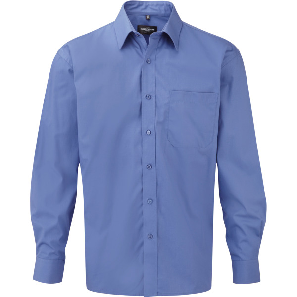 Men's Ls Pure Cotton Easy Care Poplin Shirt Aztec Blue XXL