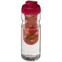 H2O Active® Base 650 ml sportfles en infuser met flipcapdeksel - Transparant/Roze