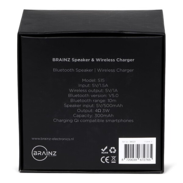 BRAINZ Speaker & Draadloze Oplader Zwart