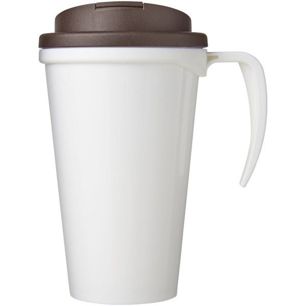Brite-Americano® Grande 350 ml mug with spill-proof lid - White/Brown