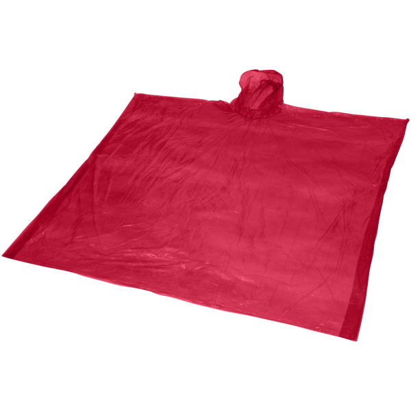 Ziva wegwerp regenponcho met opbergtasje - Rood