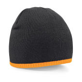 Two-Tone Beanie Knitted Hat - Black/Fluorescent Orange - One Size