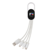 4-in-1 cable with carabiner clip, white