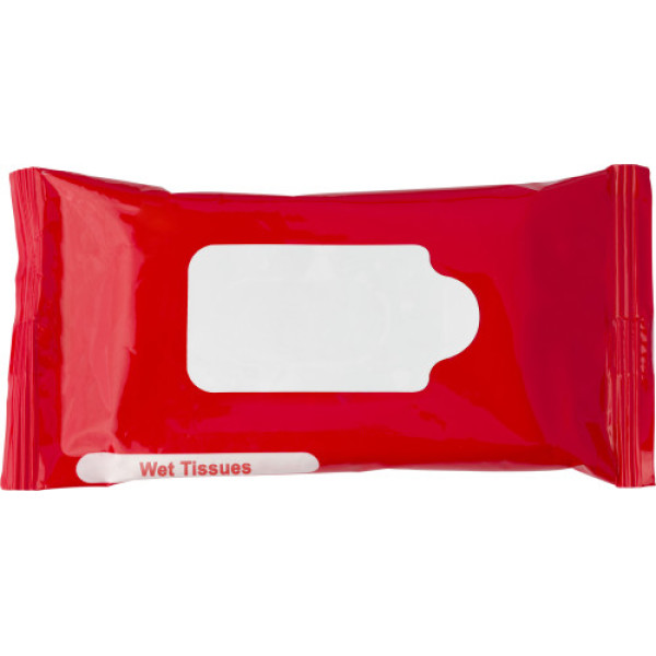 Kunststof pakje met vochtige doekjes Salma rood