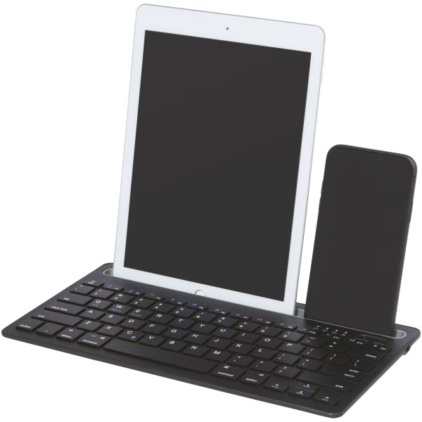 Hybrid toetsenbord voor meerdere apparaten met standaard - Zwart
